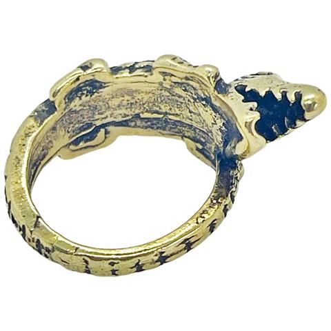 Anello Coccodrillo In Oro Antico. Misura 14 - Foto 4
