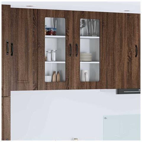 Pensile cucina con porta 2 pcs Rovere Marrone 40 x 31 x 80 cm - Foto 2