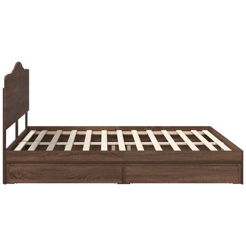 Letto con Contenitore con testiera Rovere Marrone 200 x 200 cm - Foto 9