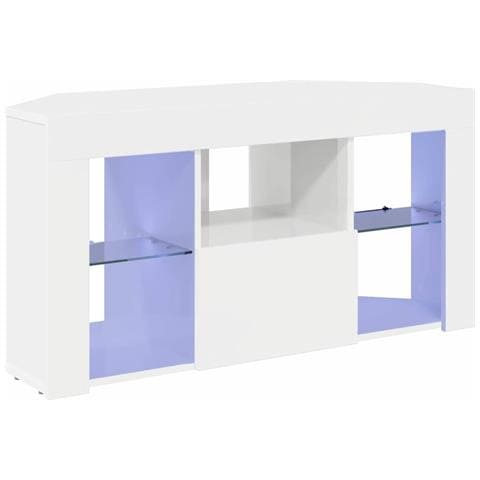 Mobile TV LED Angolare Bianco ad Alto Lucido 104 x 40 x 50 cm - Foto 1