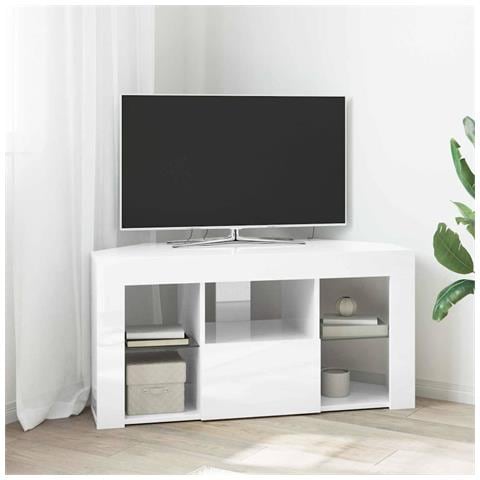 Mobile TV LED Angolare Bianco ad Alto Lucido 104 x 40 x 50 cm - Foto 2