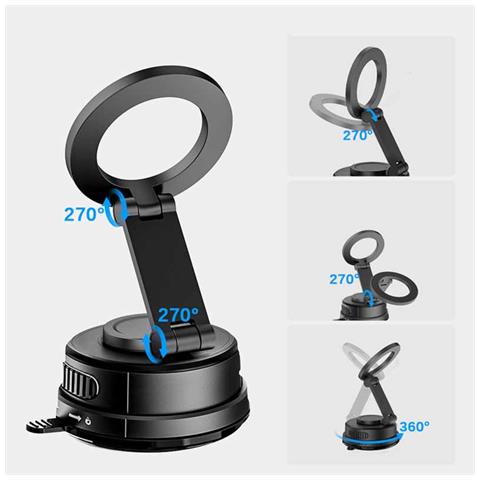Supporto Magnetico Nero Per Telefono Auto Con Ventosa - Compatibile Con Iphone E Android - Foto 2