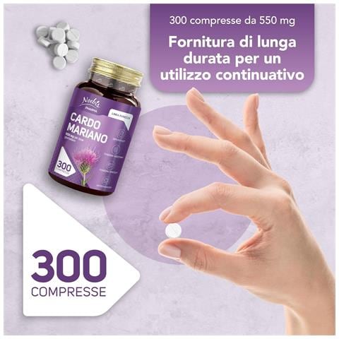 Cardo Mariano 300 Compresse - Estratto Secco Titolato al 2% in Silimarina (confezione quintupla) - Foto 5
