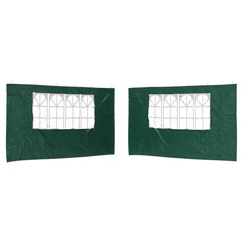 Parete per tenda da festa 2 pcs 400 x 195 cm Verde PE e Acciaio - Foto 1
