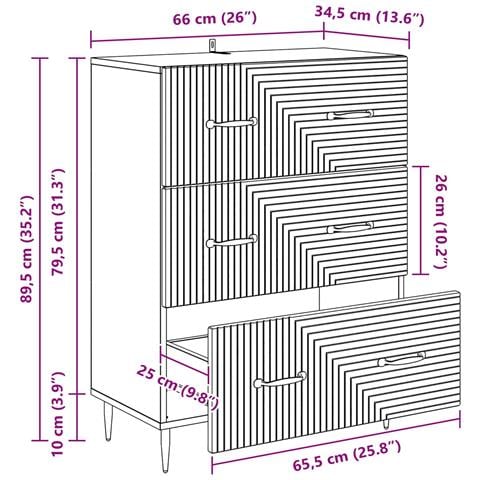 Mobile con Cassetti Legno antico 66 x 34,5 x 89,5 cm - Foto 9