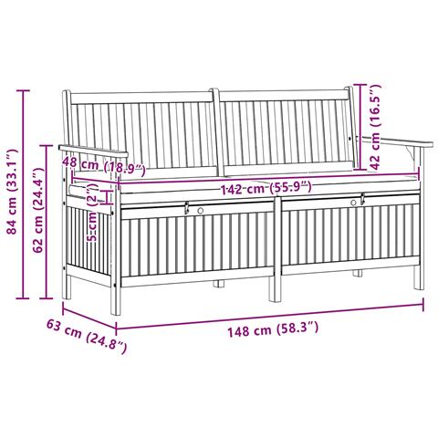 Panchina con contenitore con cuscino con porta 148 x 63 x 84 cm - Foto 8