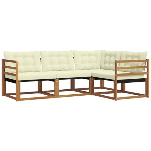 Set di divani da esterno con cuscino 4 pcs Naturale e Crema - Foto 1
