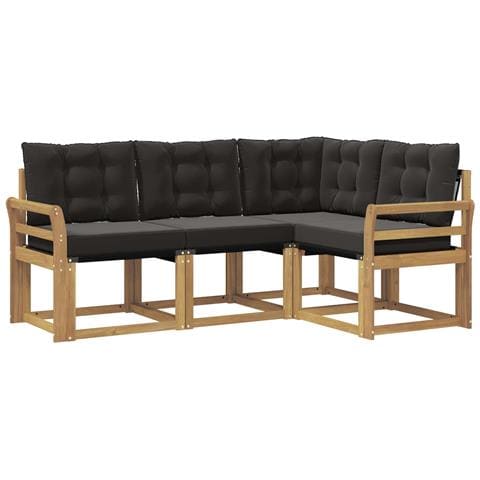 Set di divani da esterno con cuscino 4 pcs Bianco e Nero - Foto 1