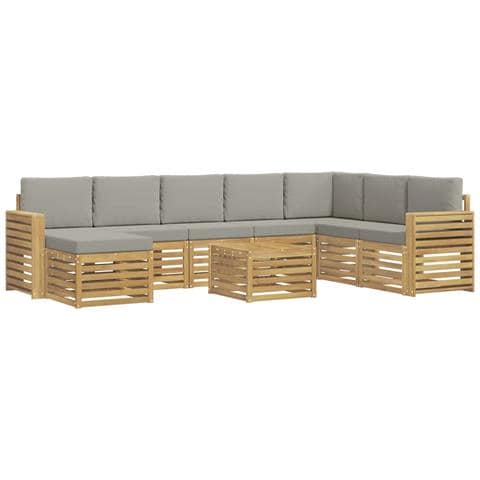 Set di divani da esterno 9 pcs Bianco e Grigio Chiaro - Foto 1