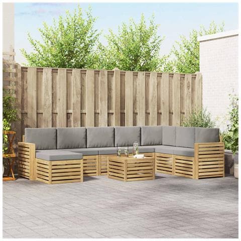 Set di divani da esterno 9 pcs Bianco e Grigio Chiaro - Foto 2