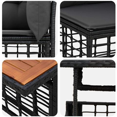 Set Divano da Giardino 5 pz Nero e Grigio scuro polyrattan - Foto 10