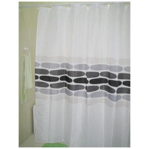 Tenda Doccia in Poliestere impermeabile 240X200 SASSI GRIGI con ganci - Foto 2