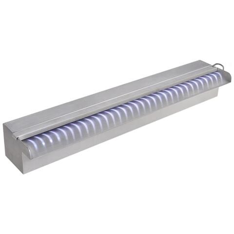 Cascata Per Laghetto Rettangolare In Acciaio Inossidabile 60 Cm E Led - Foto 2