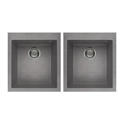 Lavello Quadra 200 Granitek 41x50 cm 2 vasche Colore Grigio Cemento 48 - Foto 1