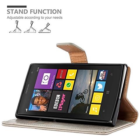 Custodia Compatibile Con Nokia Lumia 1020 In Marrone Cappuccino - Coperchio Protettiva Con Chiusura Magnetica, Funzione Stand E Tasca Per Le Carte - Foto 2