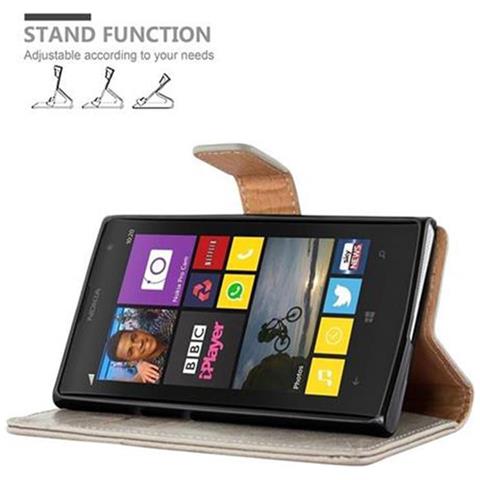 Custodia Compatibile Con Nokia Lumia 1020 In Marrone Cappuccino - Coperchio Protettiva Con Chiusura Magnetica, Funzione Stand E Tasca Per Le Carte - Foto 8