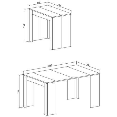 Consolle Tavolo Allungabile Fino A 140 Cm, Colore Cemento, Dimensioni Chiuso: 90x50x78 Cm. - Foto 4