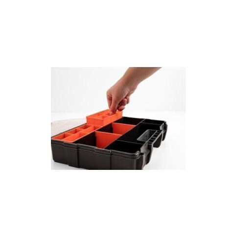 18416 Scatola Di Conservazione Armadietto Portaoggetti Rettangolare Plastica Nero, Arancione - Foto 2