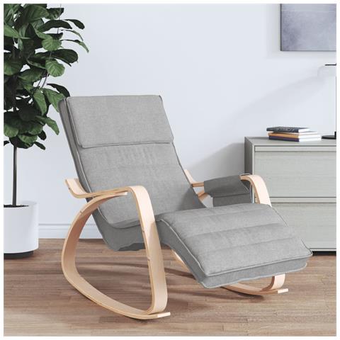 Sedia A Dondolo Grigio Chiaro In Tessuto - Foto 9