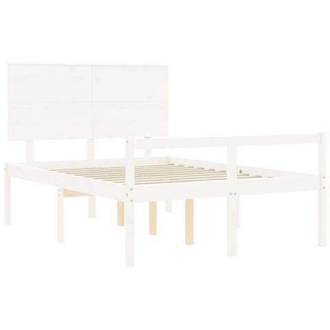 Letto per Anziani Bianco Testiera Small Double Legno Massello - Foto 2