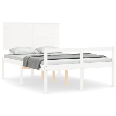 Letto per Anziani Bianco Testiera Small Double Legno Massello - Foto 1