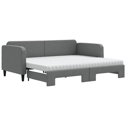 Divano Letto Estraibile Materassi Grigio Scuro 90x200cm Tessuto - Foto 1