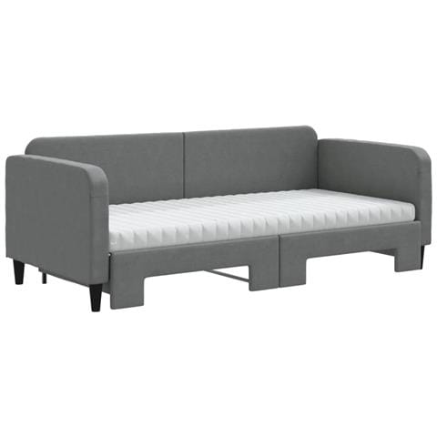 Divano Letto Estraibile Materassi Grigio Scuro 90x200cm Tessuto - Foto 9