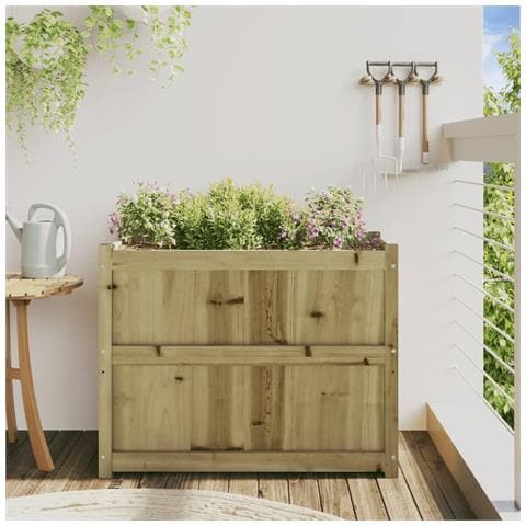 Fioriera Da Giardino 90x50x70 Cm In Legno Di Pino Impregnato - Foto 3