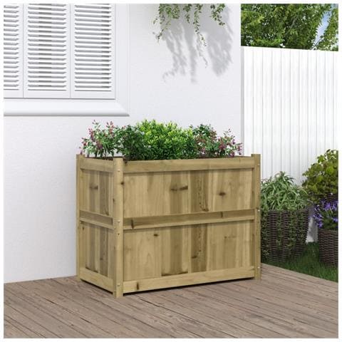 Fioriera Da Giardino 90x50x70 Cm In Legno Di Pino Impregnato - Foto 1