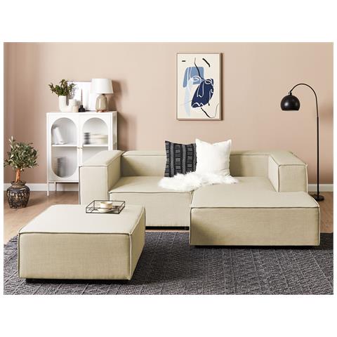 Aprica Lino Sintetico Beige Con Ottomana 2 Posti Lato Sinistro - Foto 1