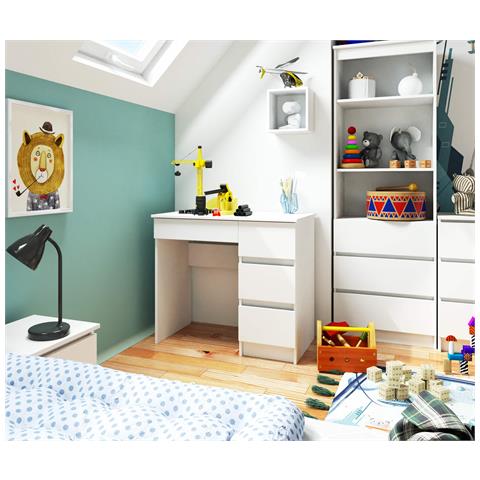 Scrivania per computer A7 destro, 4 cassetti, 90x50x77 cm, Colore Bianco - Foto 6