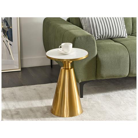 Tavolino Metallo Oro E Bianco Andres - Foto 1