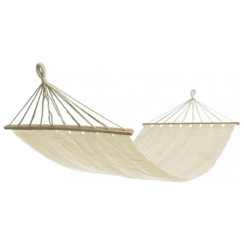 Amaca Da Giardino 200x100 Cm Con Telo In Cotone E Aste In Legno - Foto 1