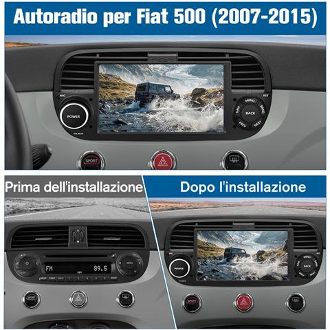 Android 13 Autoradio Per Fiat 500 (2007-2015) 7 Pollici 1 Din Car Radio (4gb+64gb) Supporto Carplay Android Auto Gps Wifi Bluetooth Mirror Link Fm Swc Dsp Schermo Diviso - Foto 2
