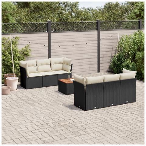Set Divani da Giardino con Cuscini 7pz Nero Polyrattan - Foto 2
