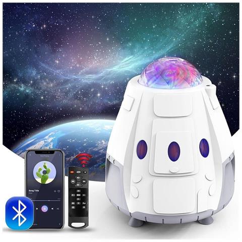 Cassa Bluetooth Proiettore Lampada Luce Notturna Galassia Capsula Astronave - Foto 1