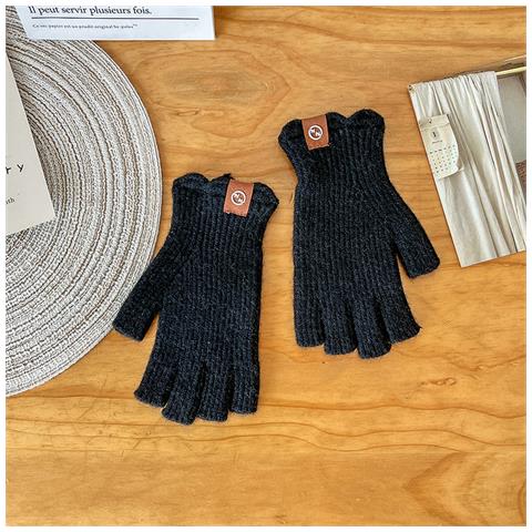 Guanti Lavorati A Maglia - Mezze Dita In Pizzo Black - Foto 2