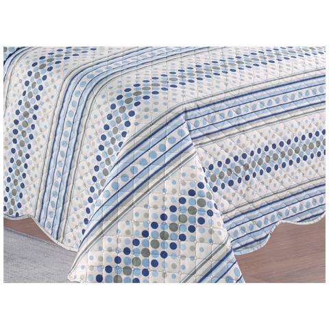 Copriletto Trapuntato Quilt Estivo Piumino 100gr Mq Disegno Pinsonic Sphere Singolo Blu - Foto 2