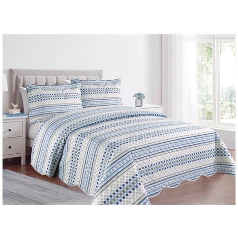 Copriletto Trapuntato Quilt Estivo Piumino 100gr Mq Disegno Pinsonic Sphere Singolo Blu - Foto 1