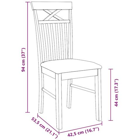 Sedie da Pranzo con Cuscini 2 pz Bianco Legno Massello di Hevea - Foto 2
