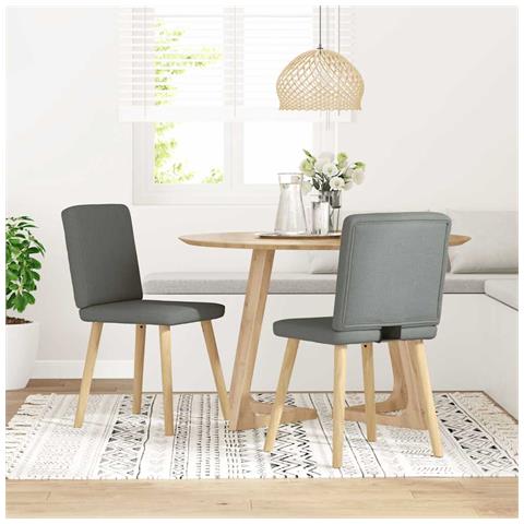 Sedie Da Pranzo 2 Pz Grigio Scuro In Tessuto - Foto 1