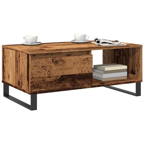 Tavolino Da Salotto Legno Antico 90x50x36,5 Cm In Truciolato - Foto 3