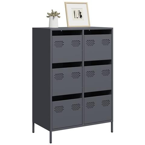 Credenza Antracite 68x39x101,5 Cm Acciaio - Foto 1