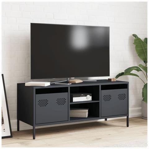 Mobile Tv Antracite 101,5x39x43,5 Cm Acciaio Laminato A Freddo - Foto 3