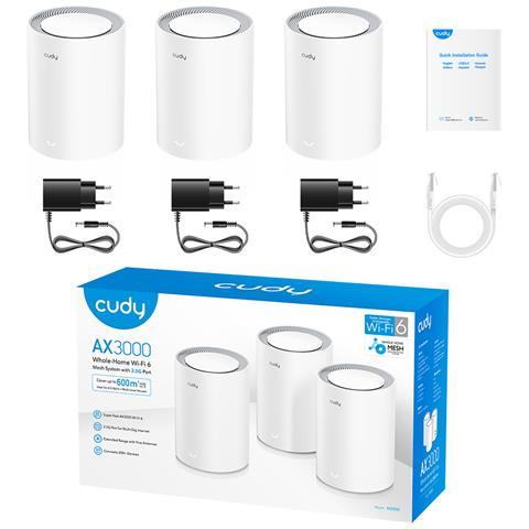 M3000 3-PACK sistema Wi-Fi Mesh Dual-band (2.4 GHz / 5 GHz) Wi-Fi 6 (802.11ax) Grigio, Bianco 1 Interno - Foto 2