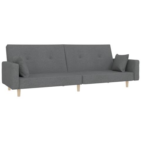 Divano Letto A 2 Posti Con 2 Cuscini Grigio Chiaro In Tessuto - Foto 1