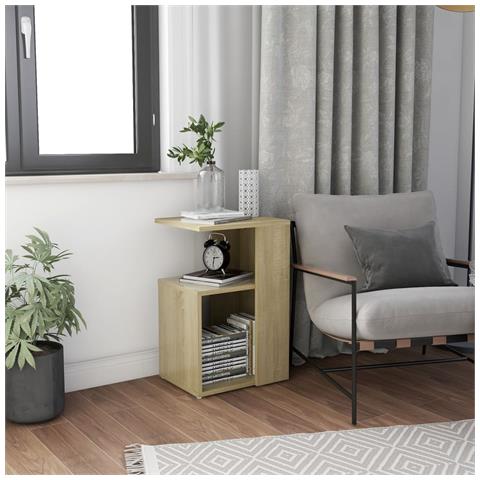 Tavolino Rovere Sonoma 36x30x56 Cm In Legno Multistrato - Foto 7