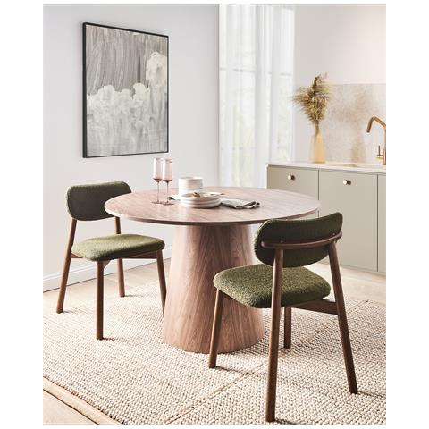 Set Di 2 Sedie Da Pranzo Mills Bouclé Marrone Scuro /verde - Foto 1