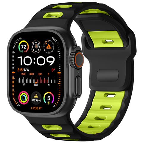 Elegante Cinturino In Silicone Per Apple Watch Serie 1-10 Black+green - Foto 1