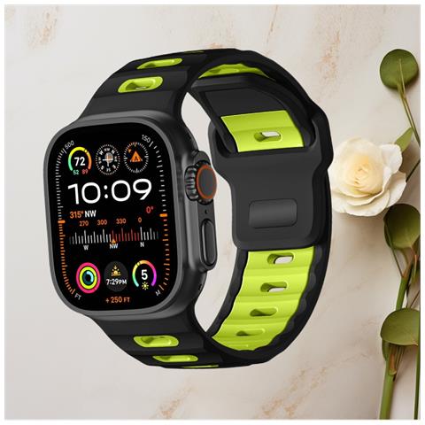 Elegante Cinturino In Silicone Per Apple Watch Serie 1-10 Black+green - Foto 2